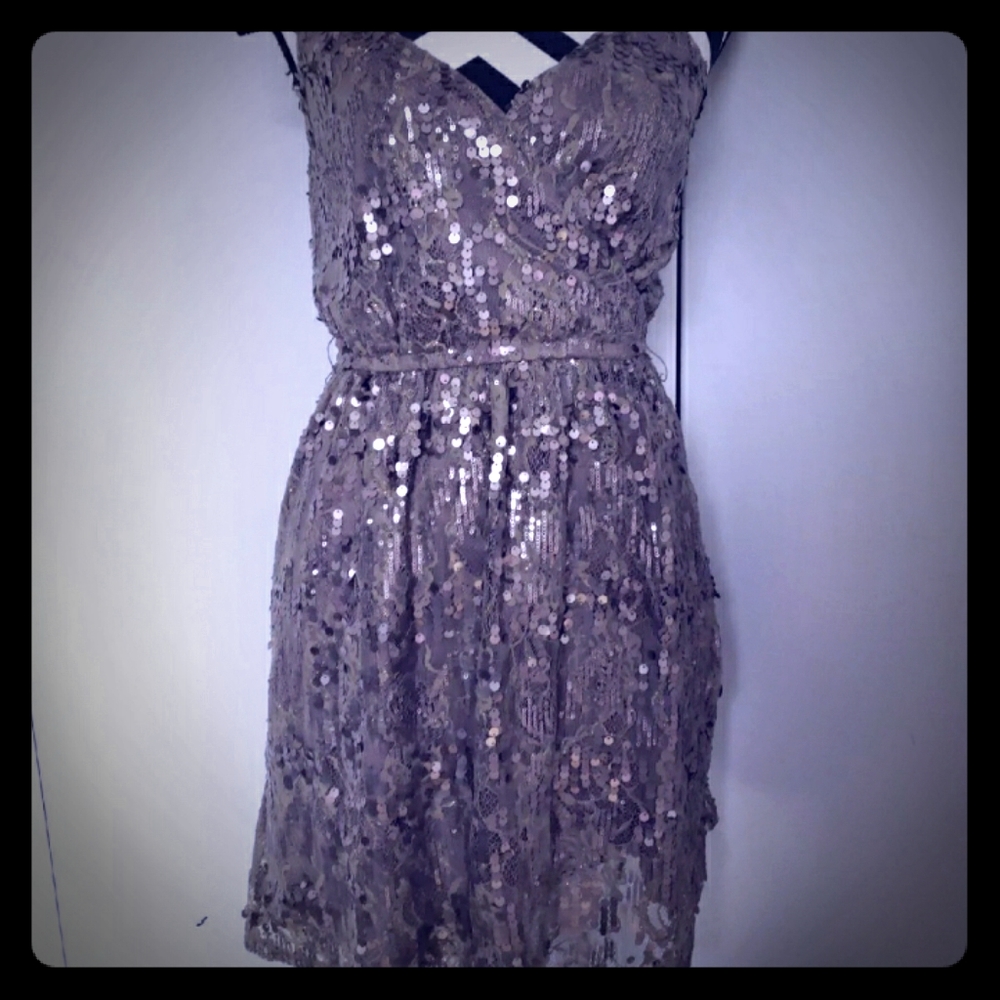 Express gold sequined cocktail  dress